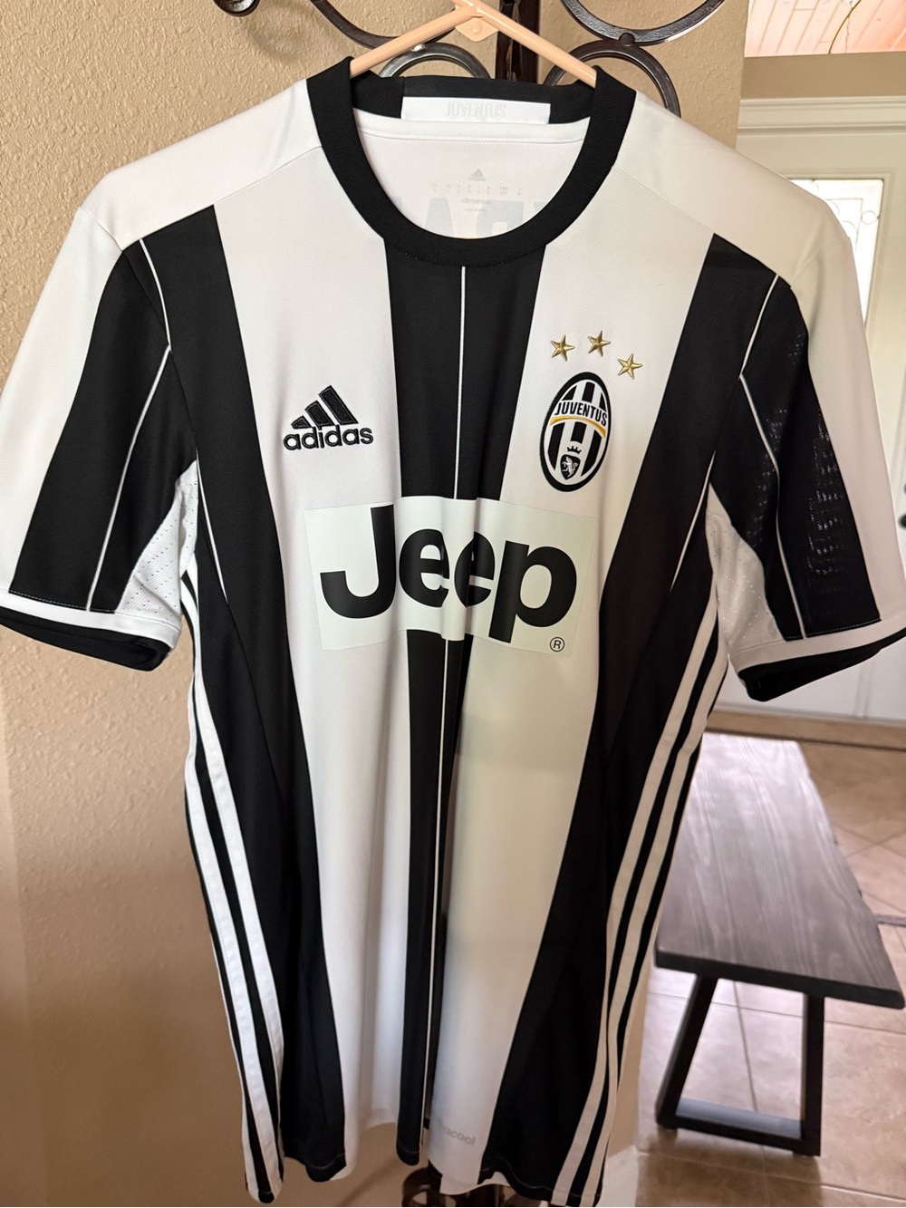 Adidas Juventus Black & White Soccer Jersey with Jeep Logo S Dybala 21